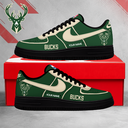 LIMITED EDITION - NEW CUSTOMIZED NBA11 MBU MILWAUKEE BUCKS AF1 SNEAKERS