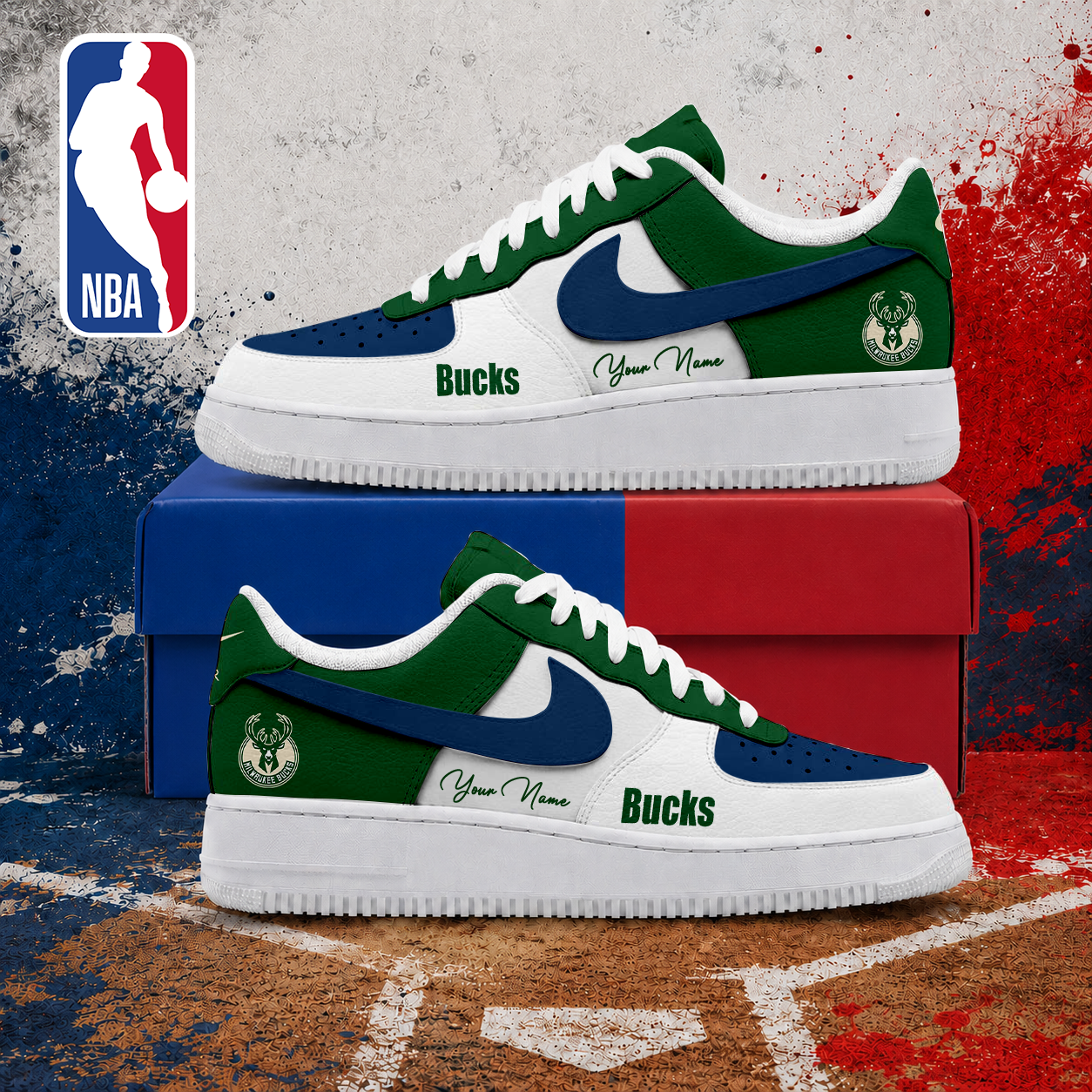 MEGA SALE - NEW CUSTOMIZED NBA11 MBU MILWAUKEE BUCKS AF1 SNEAKERS
