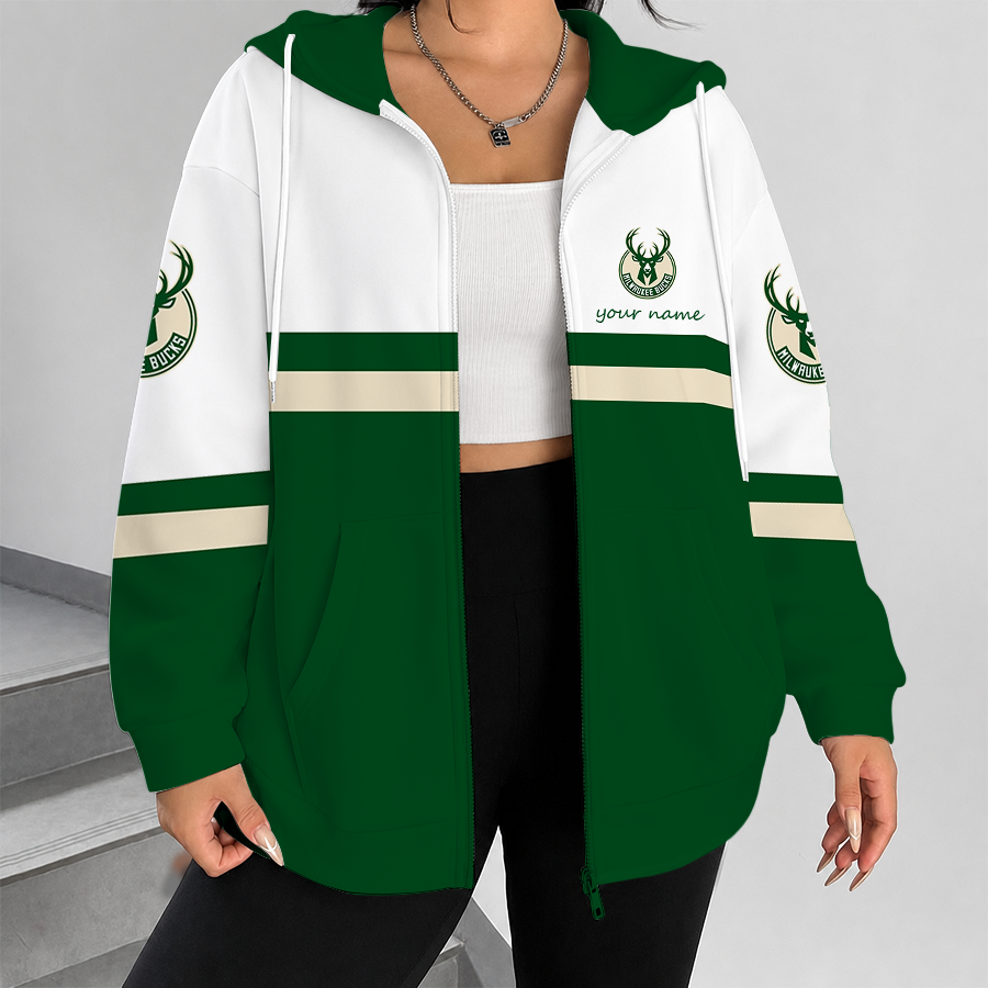 [HOT DEAL] NEW CUSTOMIZED NBA11 MBU MILWAUKEE BUCKS ZIP HOODIE