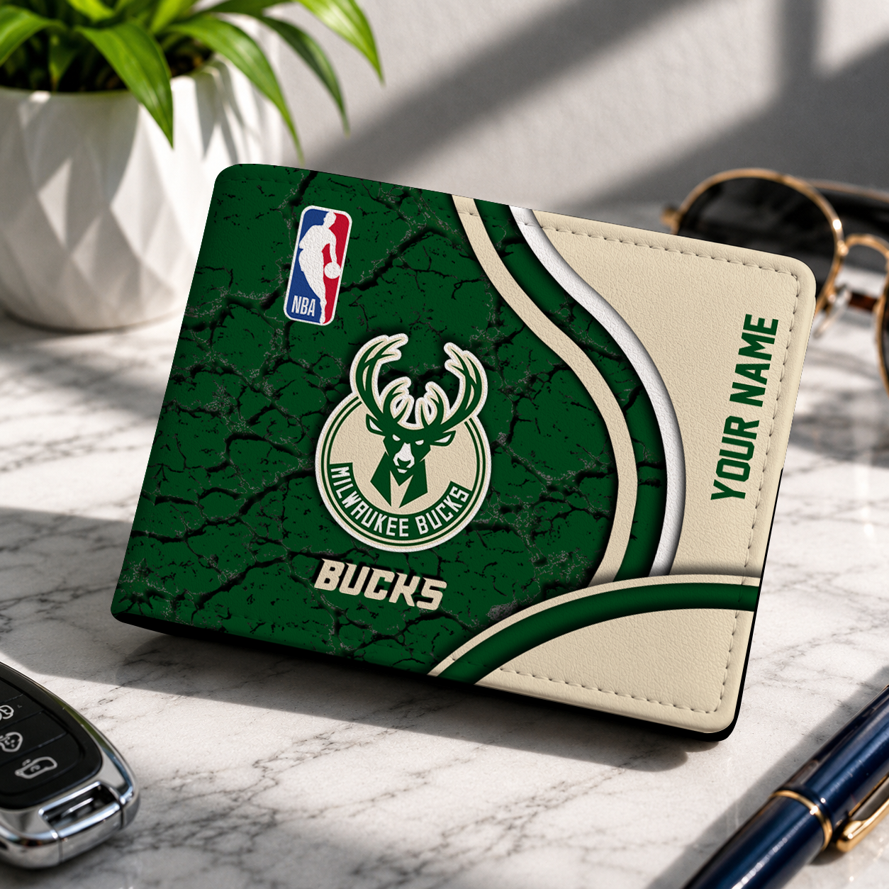 VIRAL EDITION - NEW CUSTOMIZED NBA11 MBU MILWAUKEE BUCKS LEATHER WALLET