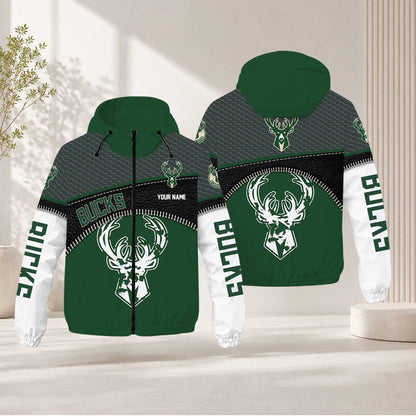 LIMITED EDITION - NEW CUSTOMIZED NBA11 MBU MILWAUKEE BUCKS WINDBREAKER JACKET