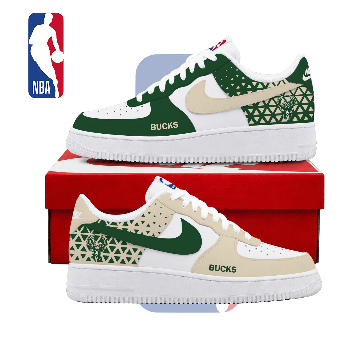 LIMITED EDITION - NEW CUSTOMIZED NBA11 MBU MILWAUKEE BUCKS AF1 SHOES