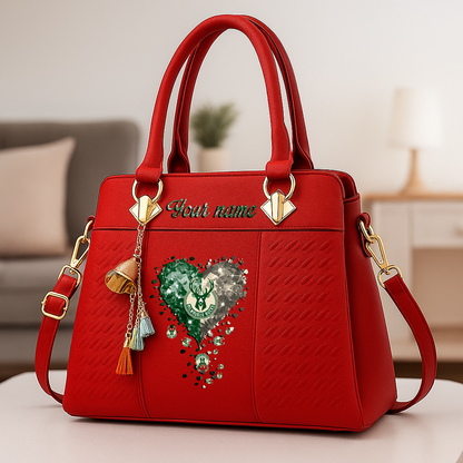 LIMITED EDITION - NEW CUSTOMIZED NBA11 MBU MILWAUKEE BUCKS ZIP HANDBAG MULTICOLOR