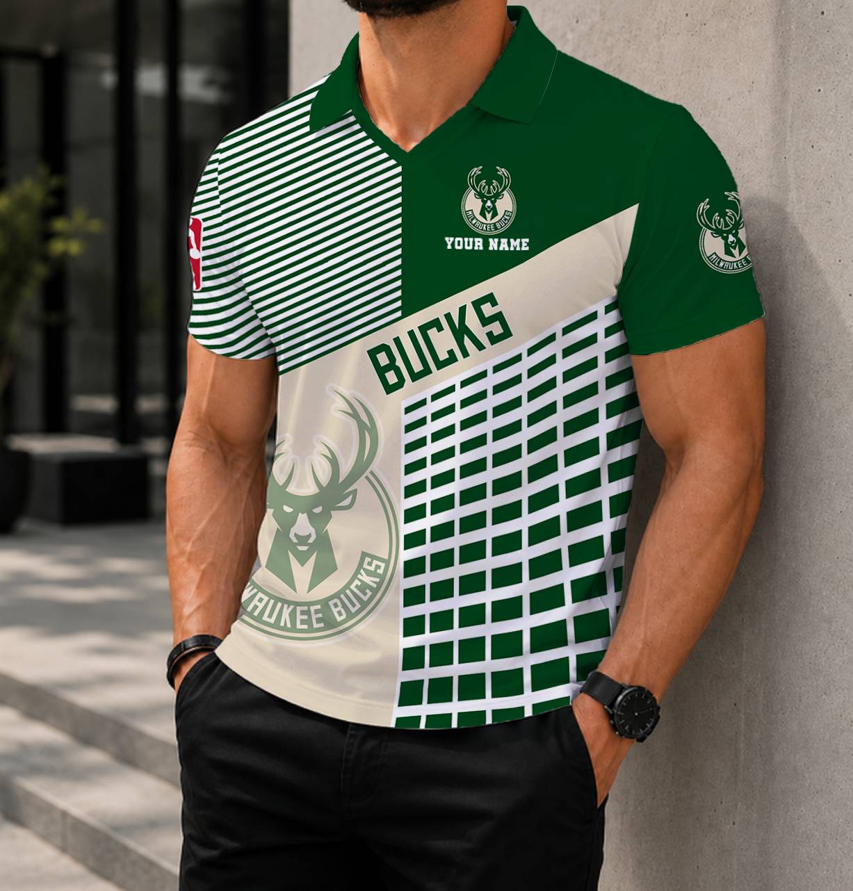 LIMITED EDITION - NEW CUSTOMIZED NBA11 MBU MILWAUKEE BUCKS POLO SHIRT