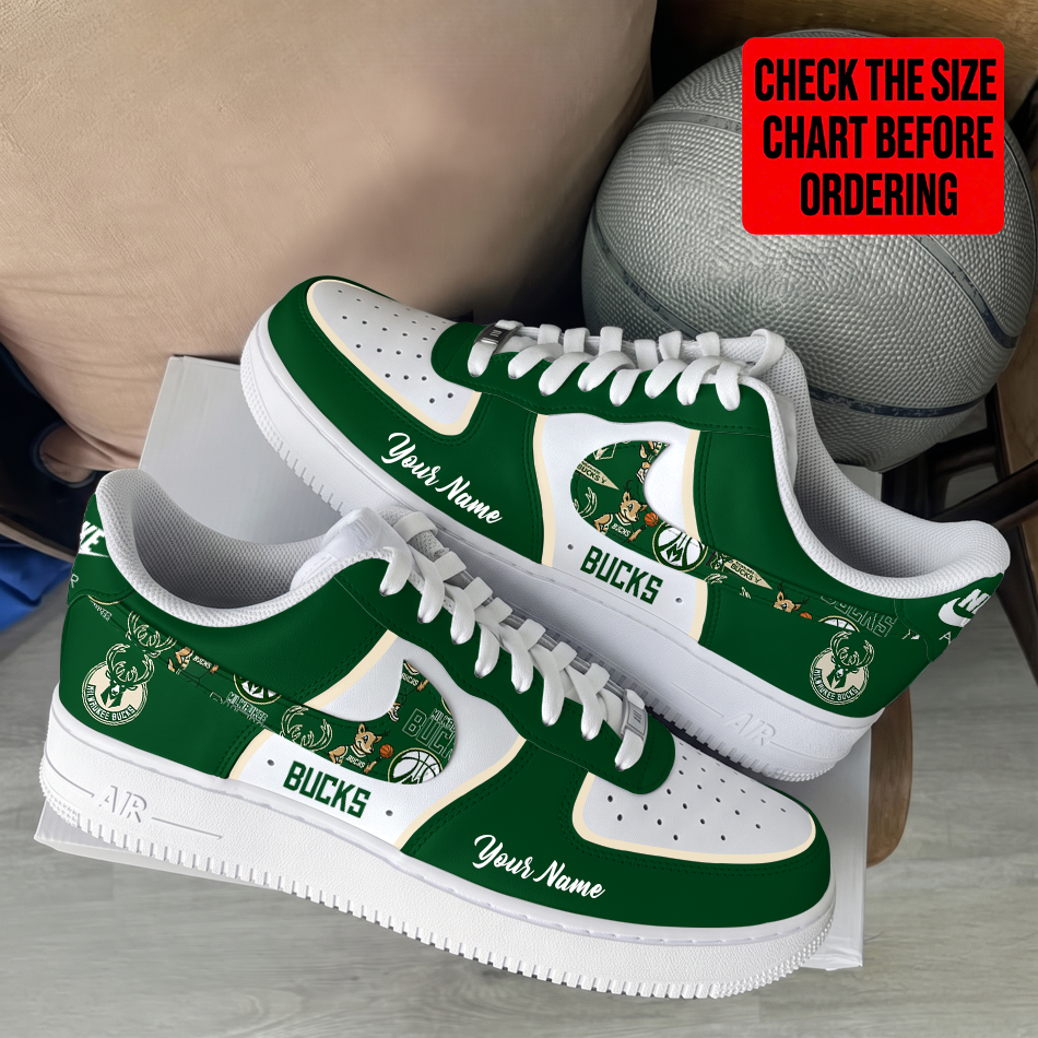 LIMITED EDITION - NEW CUSTOMIZED NBA11 MBU MILWAUKEE BUCKS AF1 SHOES