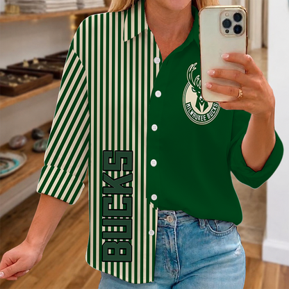 LIMITED EDITION - NEW CUSTOMIZED NBA11 MBU MILWAUKEE BUCKS WOMEN CASUAL SHIRT FOR FAN