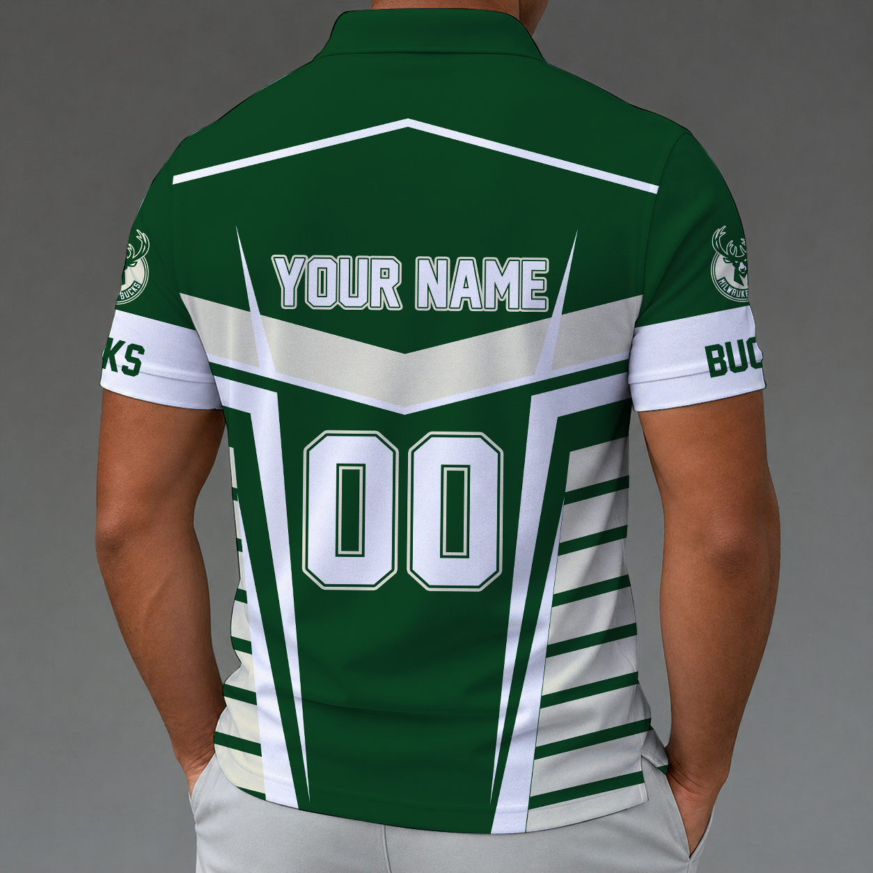 [HOT DEAL] NEW CUSTOMIZED NBA11 MBU MILWAUKEE BUCKS ZIP POLO SHIRT