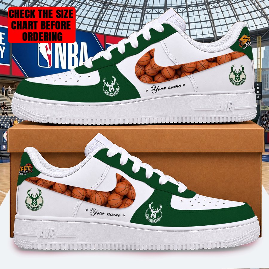 LIMITED EDITION - NEW CUSTOMIZED NBA11 MBU MILWAUKEE BUCKS AF1 SHOES