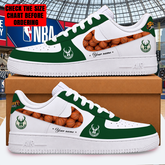LIMITED EDITION - NEW CUSTOMIZED NBA11 MBU MILWAUKEE BUCKS AF1 SHOES