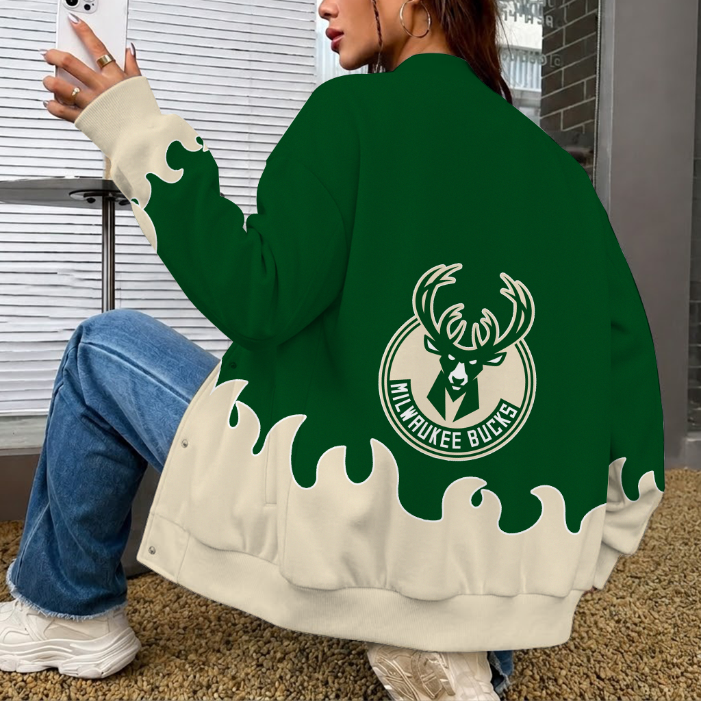 LIMITED EDITION - NEW CUSTOMIZED NBA11 MBU MILWAUKEE BUCKS BASEBALL JACKET, SATIN VARSITY JACKET
