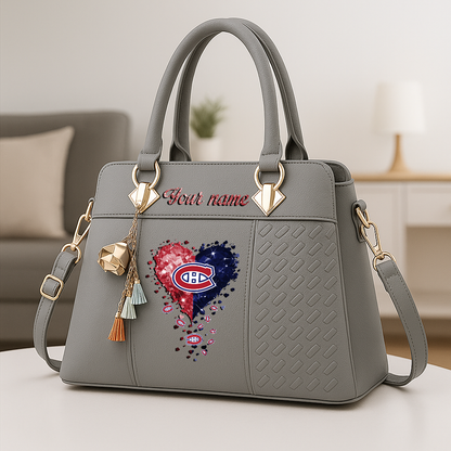 LIMITED EDITION - NEW CUSTOMIZED NHL11 MCD MONTREAL CANADIENS ZIP HANDBAG MULTICOLOR