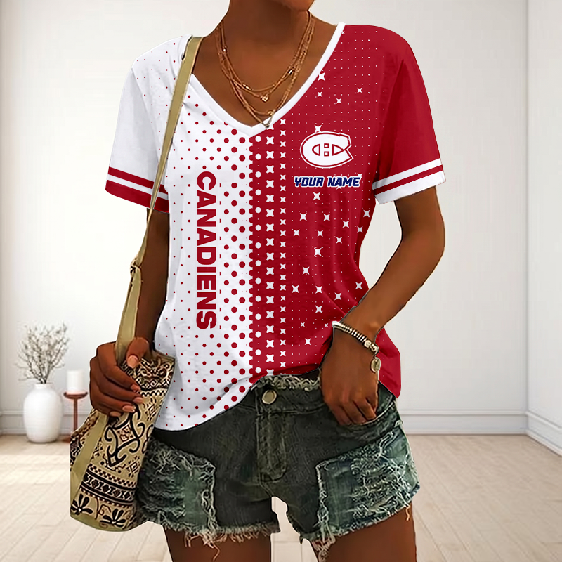 LIMITED EDITION - NEW CUSTOMIZED NHL11 MCD MONTREAL CANADIENS V-NECK FEMALE SHIRT