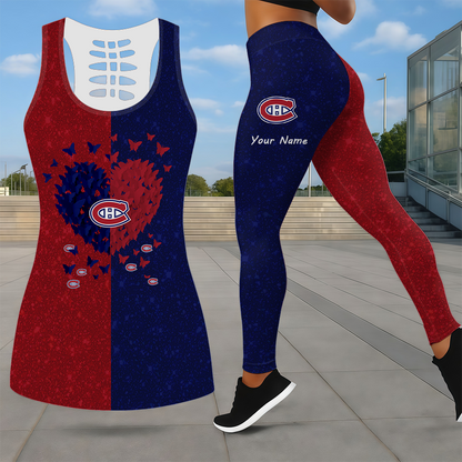LIMITED EDITION - NEW CUSTOMIZED NHL11 MCD MONTREAL CANADIENS LEGGINGS & HOLLOW TANK TOP SET