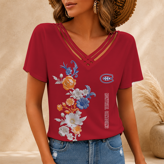 [SUPER SALE] NEW CUSTOMIZED NHL11 MCD MONTREAL CANADIENS V-NECK SHIRT