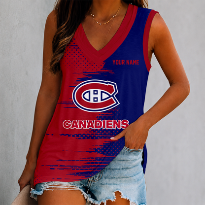 LIMITED EDITION - NEW CUSTOMIZED NHL11 MCD MONTREAL CANADIENS WOMEN'S V-NECK TANK TOP