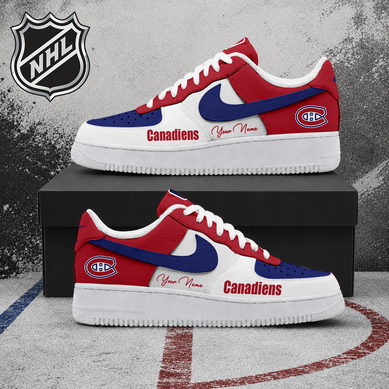 FINAL CLEARANCE - NEW CUSTOMIZED NHL11 MCD MONTREAL CANADIENS AF1 SHOES
