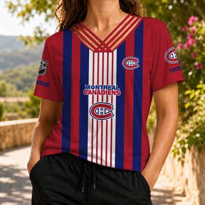 FINAL SALE - NEW CUSTOMIZED NHL11 MCD MONTREAL CANADIENS V-NECK SHIRT