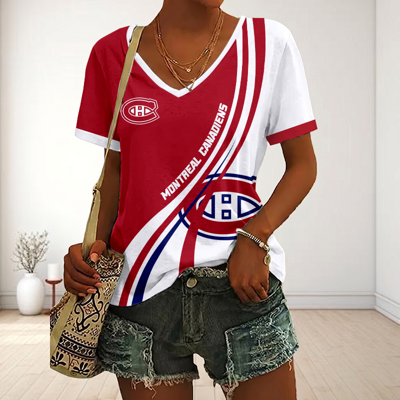 LIMITED EDITION - NEW CUSTOMIZED NHL11 MCD MONTREAL CANADIENS V-NECK FEMALE SHIRT