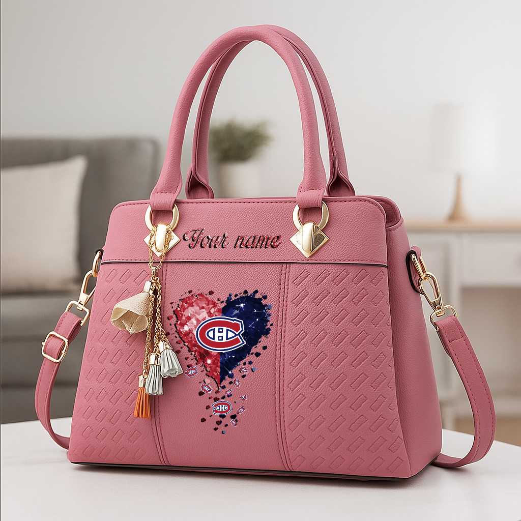 LIMITED EDITION - NEW CUSTOMIZED NHL11 MCD MONTREAL CANADIENS ZIP HANDBAG MULTICOLOR