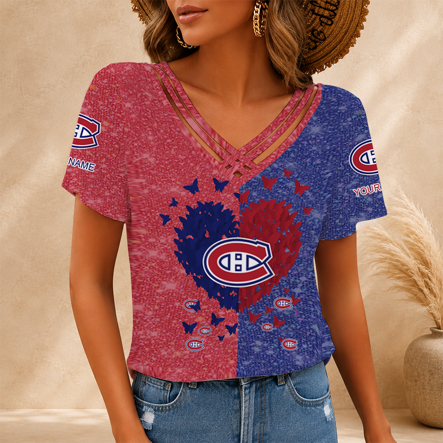 LIMITED EDITION - NEW CUSTOMIZED NHL11 MCD MONTREAL CANADIENS V-NECK SHIRT