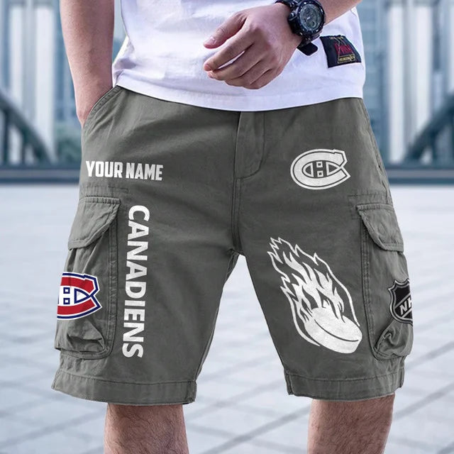 [SUPER SALE] NEW CUSTOMIZED NHL11 MCD MONTREAL CANADIENS CARGO SHORTS