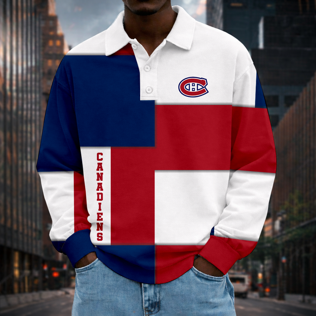LIMITED EDITION - NEW CUSTOMIZED NHL11 MCD MONTREAL CANADIENS MEN LONG SLEEVE POLO
