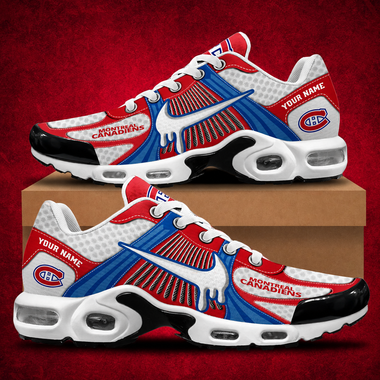 LIMITED EDITION - NEW CUSTOMIZED NHL11 MCD MONTREAL CANADIENS AIR MAX PLUS SNEAKERS