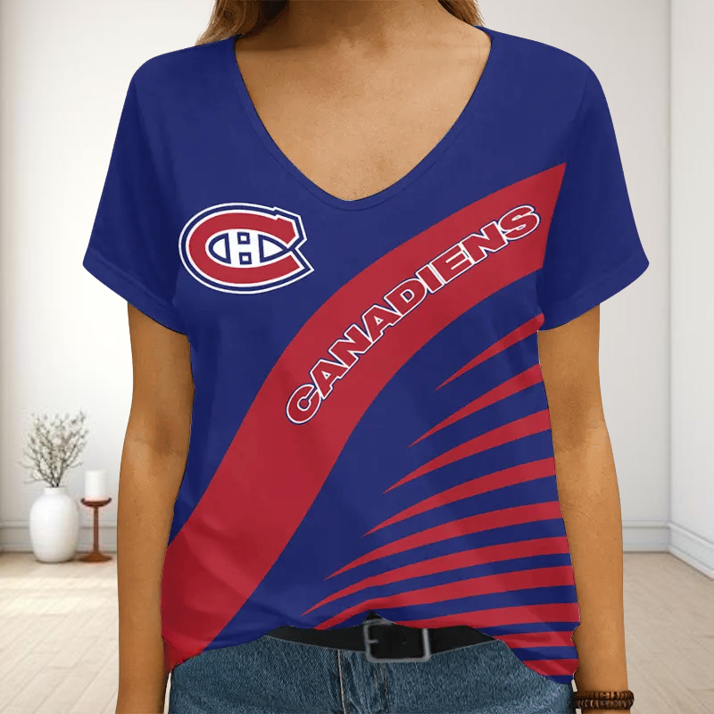 LIMITED EDITION - NEW CUSTOMIZED NHL11 MCD MONTREAL CANADIENS V-NECK FEMALE SHIRT