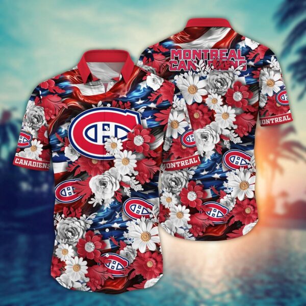 VIRAL EDITION - NEW CUSTOMIZED NHL11 MCD MONTREAL CANADIENS INDEPENDENCE DAY UNISEX HAWAIIAN SHIRT