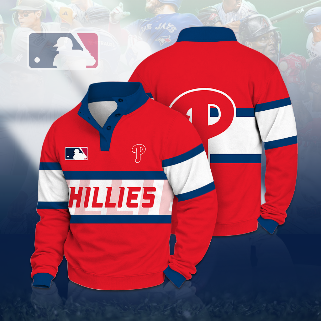 LIMITED EDITION - NEW CUSTOMIZED MLB11 PPS PHILADELPHIA PHILLIES BUTTON QUARTER PLACKET SWEATSHIRT