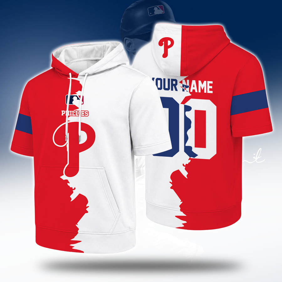 LIMITED EDITION - NEW CUSTOMIZED MLB11 PPS PHILADELPHIA PHILLIES SHORT SLEEVE HOODIE