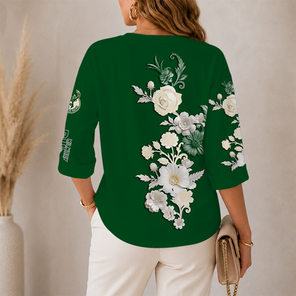 [HOT DEAL] NEW CUSTOMIZED NBA11 MBU MILWAUKEE BUCKS WOMEN'S V-NECK LONG SLEEVE SHIRT