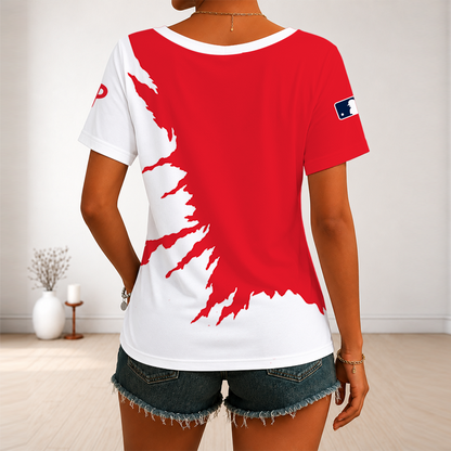 [FLASH SALE] NEW CUSTOMIZED MLB11 PPS PHILADELPHIA PHILLIES V-NECK FEMALE SHIRT