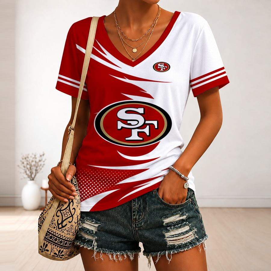 [SPECIAL OFFER] NEW CUSTOMIZED NFL11 SF49 SAN FRANCISCO 49ERS V-NECK FEMALE SHIRT