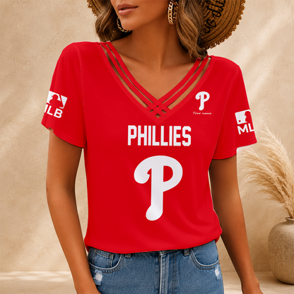 [FLASH SALE] NEW CUSTOMIZED MLB11 PPS PHILADELPHIA PHILLIES V-NECK SHIRT