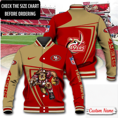 EXCLUSIVE EDITION - NEW CUSTOMIZED NFL11 SF49 SAN FRANCISCO 49ERS SATIN VARSITY & BASEBALL JACKET