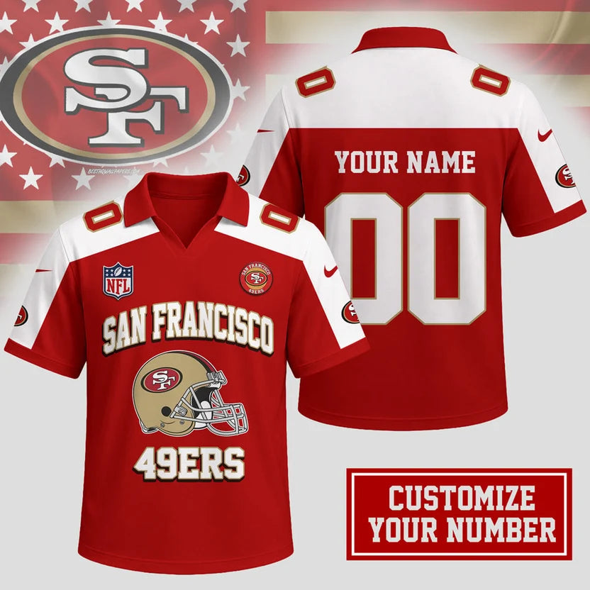 ELITE EDITION - NEW CUSTOMIZED NFL11 SF49 SAN FRANCISCO 49ERS POLO SHIRT
