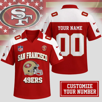 ELITE EDITION - NEW CUSTOMIZED NFL11 SF49 SAN FRANCISCO 49ERS POLO SHIRT