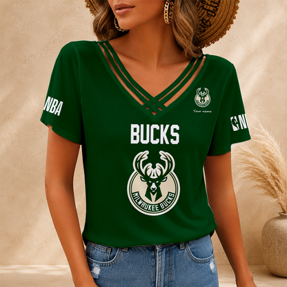 [HOT DEAL] NEW CUSTOMIZED NBA11 MBU MILWAUKEE BUCKS V-NECK SHIRT