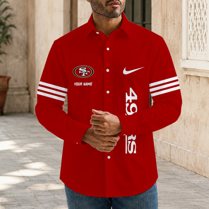 [SPECIAL OFFER] NEW CUSTOMIZED NFL11 SF49 SAN FRANCISCO 49ERS MEN'S LONG SLEEVE BUTTON-UP SHIRT