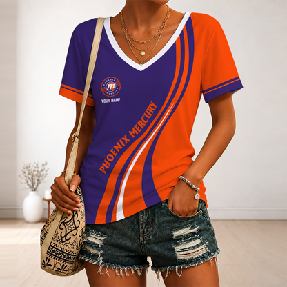 [FAN FAVORITE] NEW CUSTOMIZED WNBA11 PNM PHOENIX MERCURY V-NECK FEMALE SHIRT
