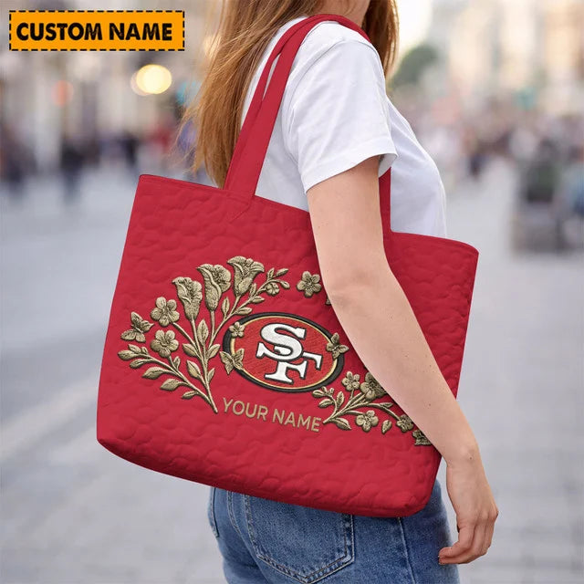 ELITE EDITION - NEW CUSTOMIZED NFL11 SF49 SAN FRANCISCO 49ERS QUILTED TOTE BAG
