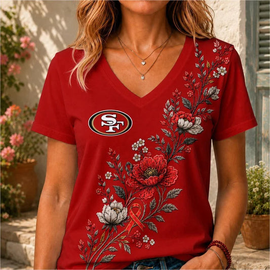 ELITE EDITION - NEW CUSTOMIZED NFL11 SF49 SAN FRANCISCO 49ERS V-NECK FEMALE SHIRT