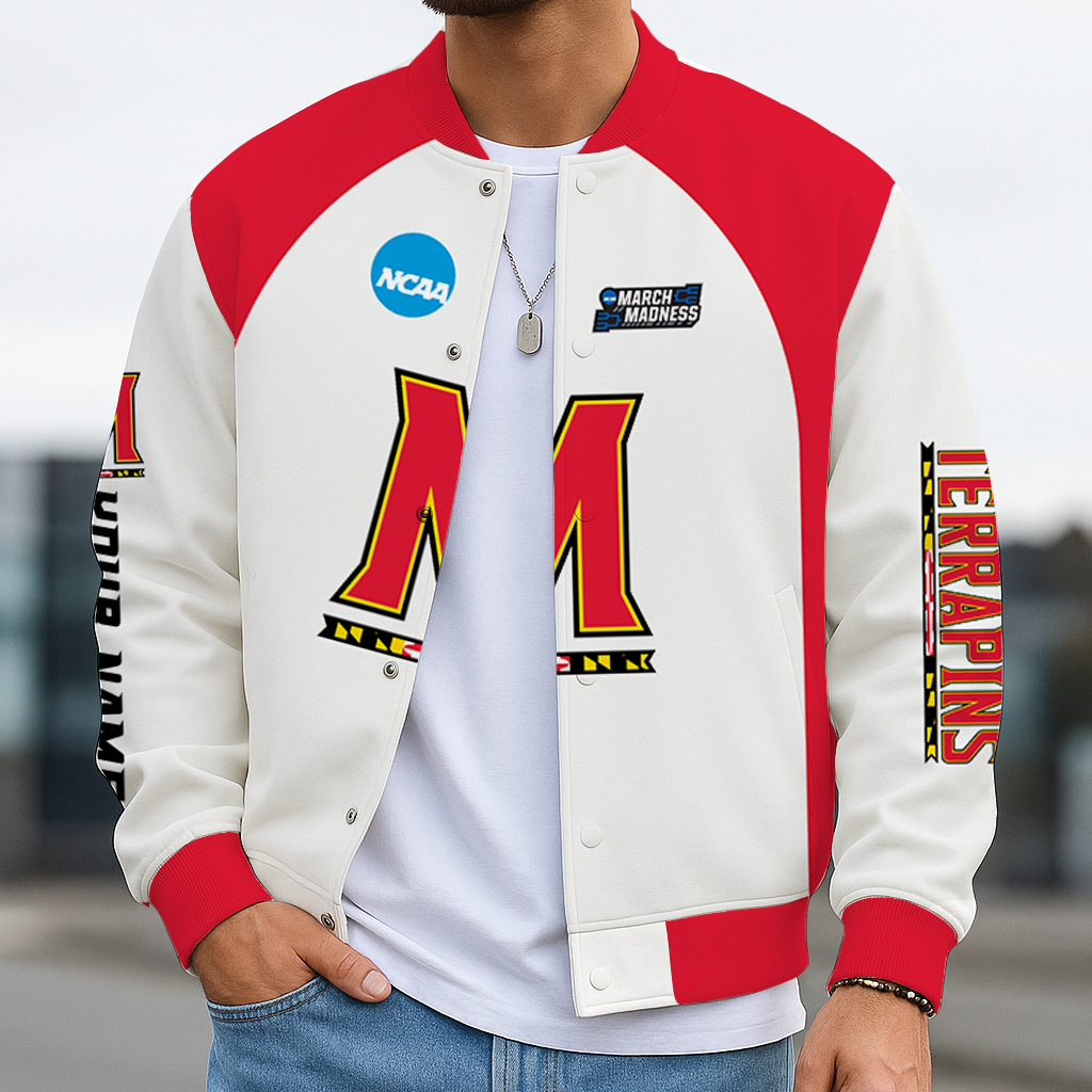 LIMITED EDITION - NEW CUSTOMIZED NCAA MAM11 MLT MARYLAND TERRAPINS BASEBALL JACKET, SATIN VARSITY JACKET