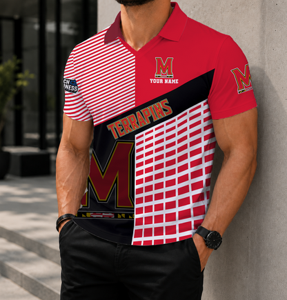 VIRAL EDITION - NEW CUSTOMIZED NCAA MAM11 MLT MARYLAND TERRAPINS POLO SHIRT