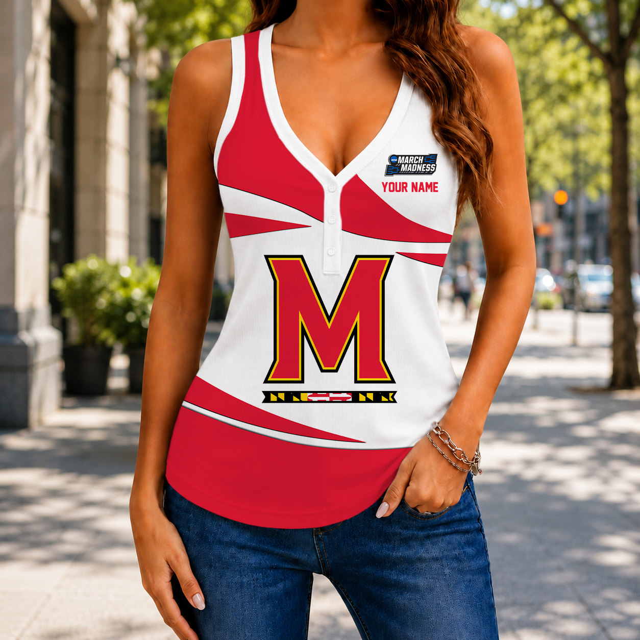 LIMITED EDITION - NEW CUSTOMIZED NCAA MAM11 MLT MARYLAND TERRAPINS WOMEN'S V-NECK TANK TOP