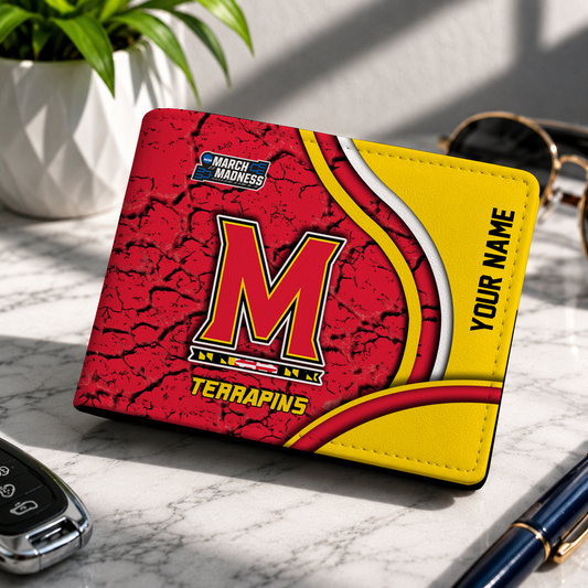 FINAL CLEARANCE - NEW CUSTOMIZED NCAA MAM11 MLT MARYLAND TERRAPINS LEATHER WALLET