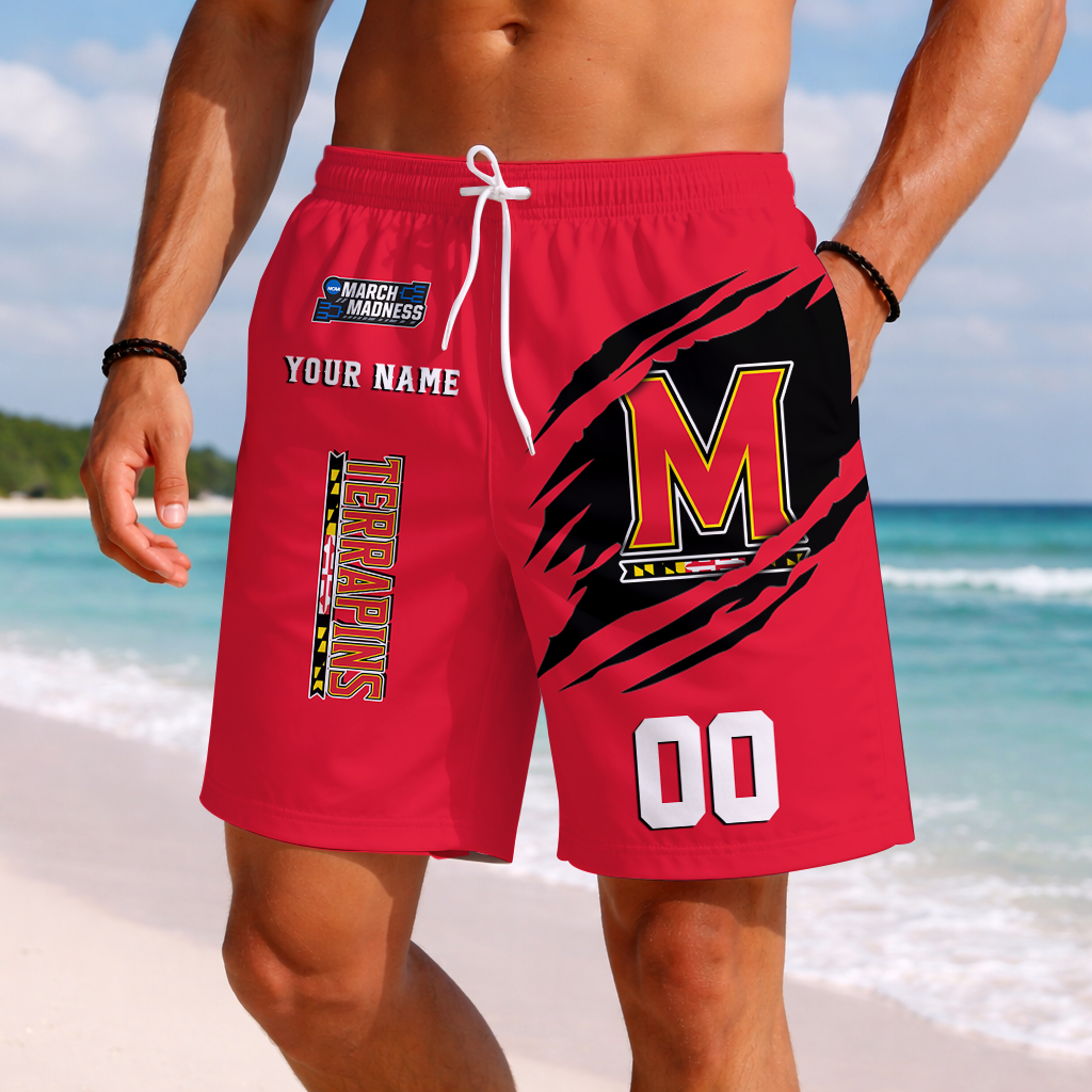 LIMITED EDITION - NEW CUSTOMIZED NCAA MAM11 MLT MARYLAND TERRAPINS SHORT PANTS