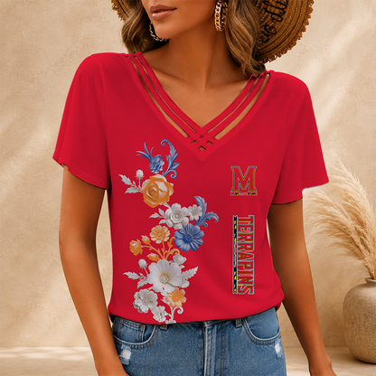 [FAN FAVORITE] NEW CUSTOMIZED NCAA MAM11 MLT MARYLAND TERRAPINS V-NECK SHIRT