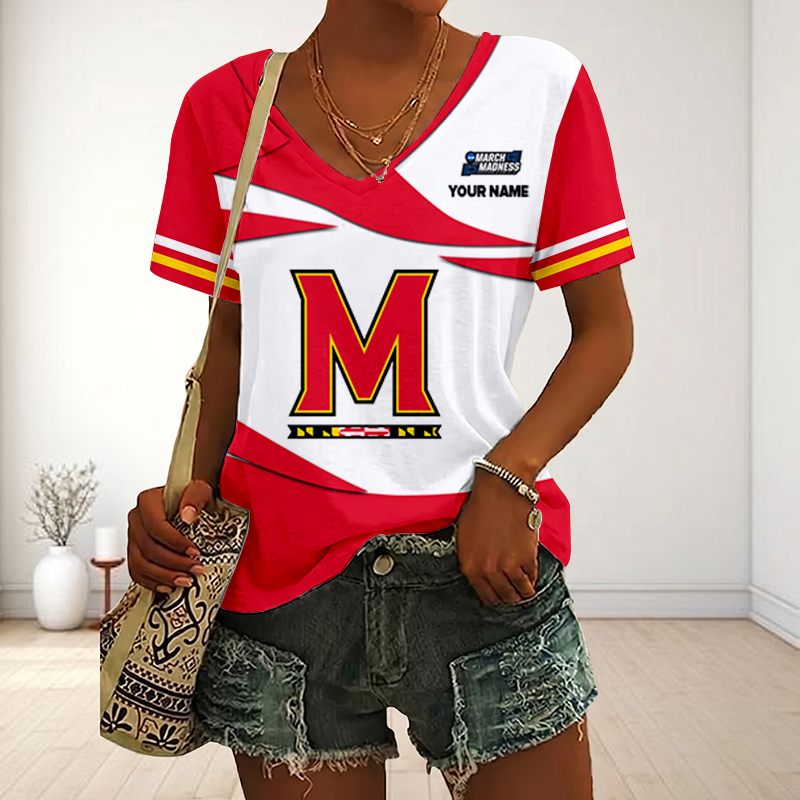 LIMITED DROP - NEW CUSTOMIZED | NCAA MAM11 MLT ML TERRAPINS V-NECK FEMALE SHIRT